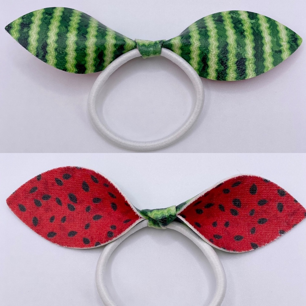 HP!🍉Watermelon 2 sided hair tie bow, ponytail bow, vegan leather